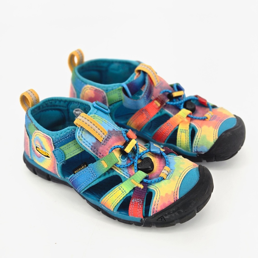 Keen Seacamp II CNX Little Kids Rainbow Tie Dye Water Sandals 13 EUC Wide Toe